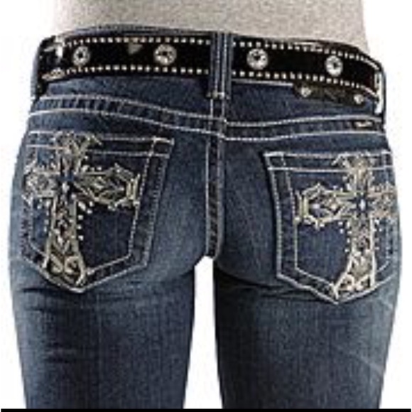 Miss Me Denim - Miss Me Bling Cross Bootcut Jeans, 28